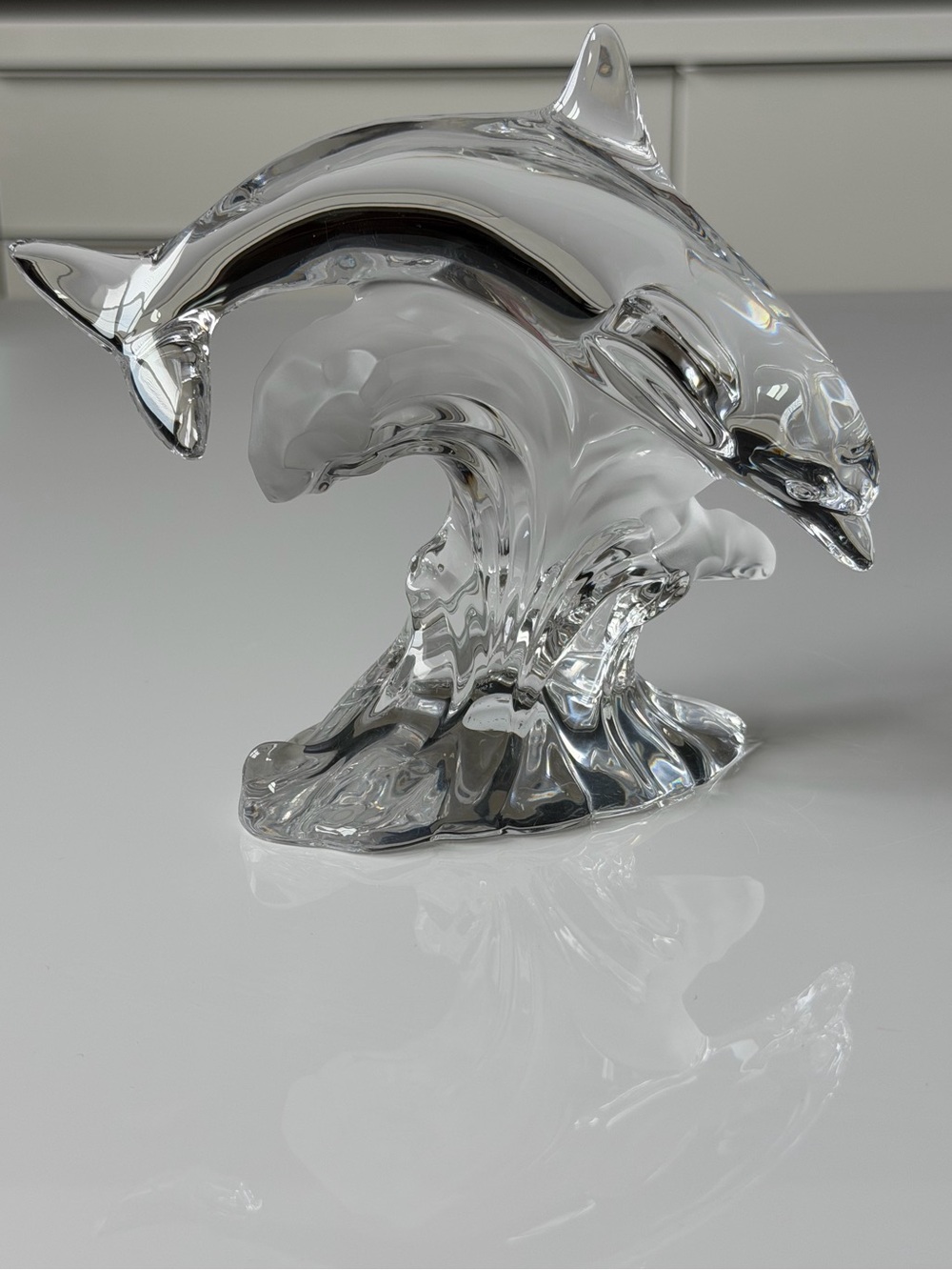 ✨ Lenox Crystal Dolphin Figurine 5” Germany Clear Glass Nautical Decor - 1995